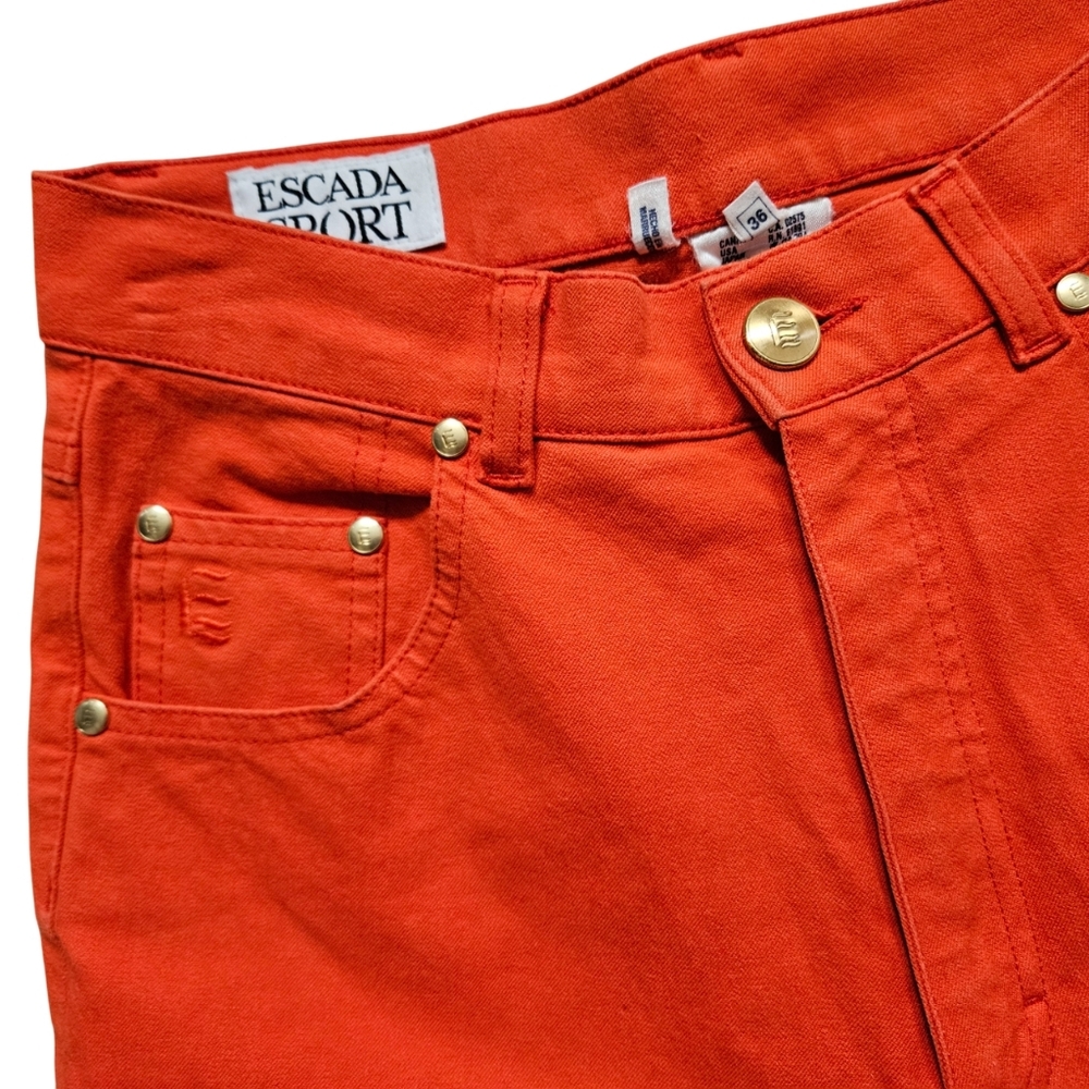 ESCADA Sport 80s 90s High-Waisted Classic Straight Orange Denim Jeans Morocco 36
